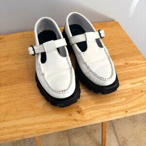 Hereu White T-Strap Shoes